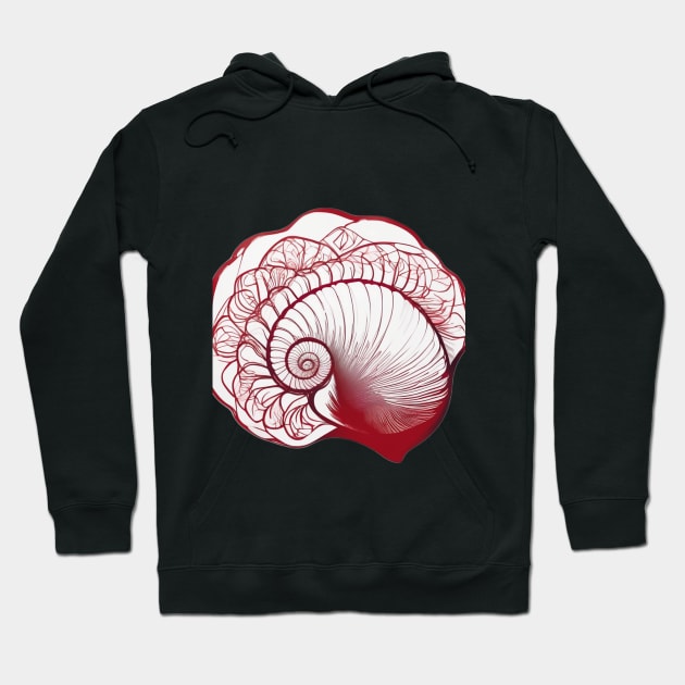 Elegant Red Nautilus Shell Illustration No. 751 Hoodie by cornelliusy